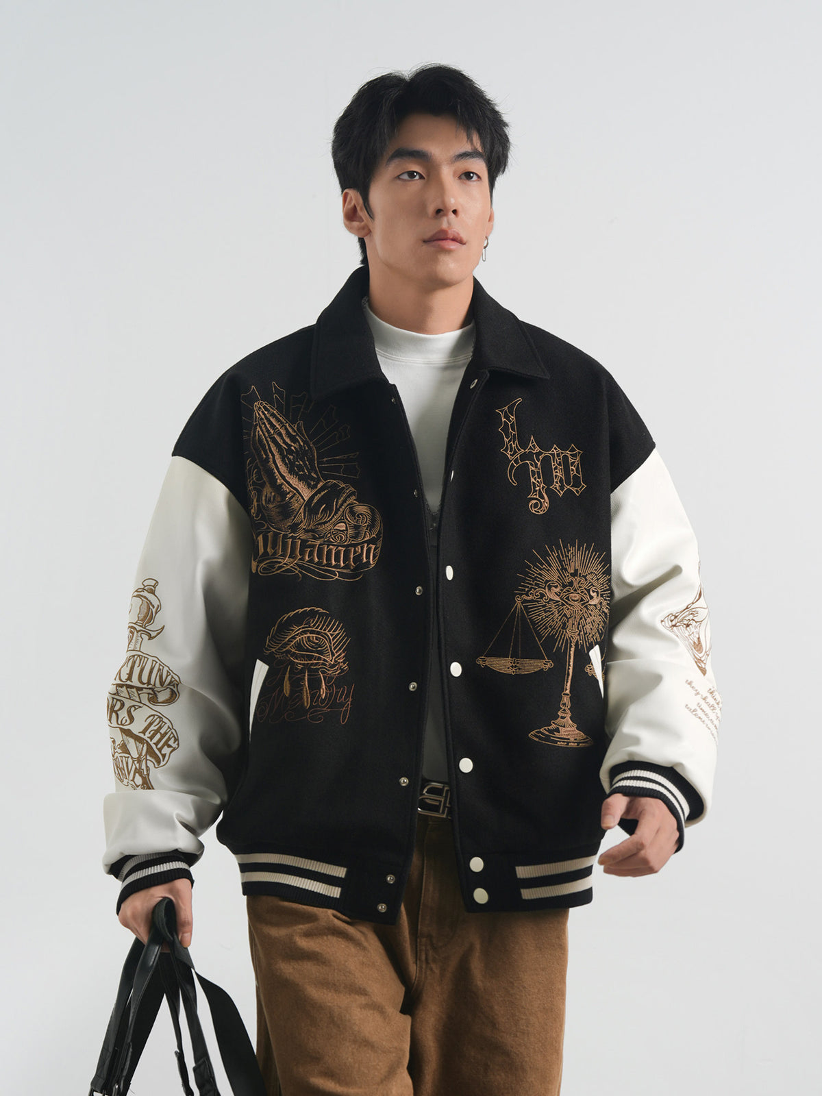 Lujiamen thickened baseball jacket for men, autumn heavy-duty sports jacket, loose plus-size warm cotton jacket, fashionable men's wear