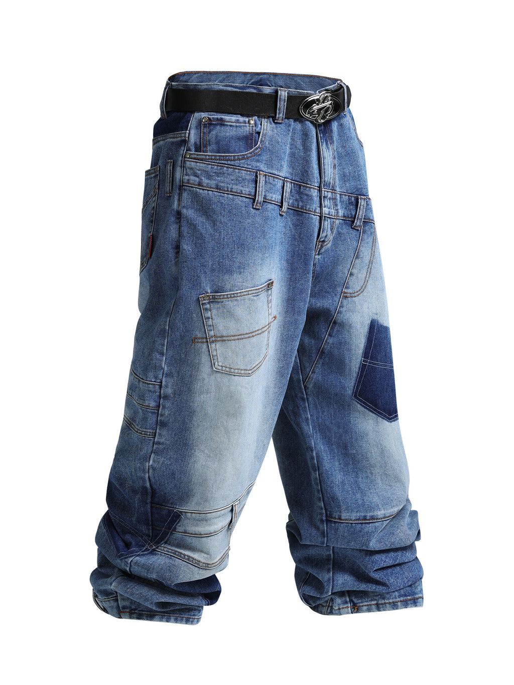 BANGER - ACUSA JEANS Dislocation Deconstruction Splicing Washed Drop Denim Pants Millennium Retro American Street Plus Size