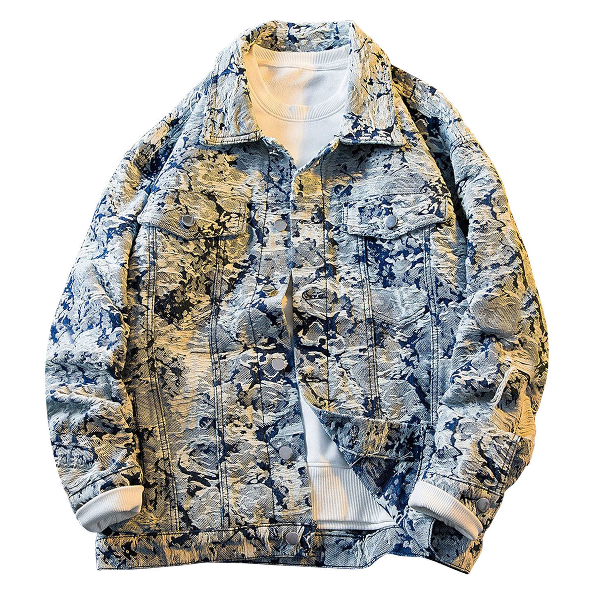 MUSONMU Embroidered Denim Jacket for Men, Spring/Autumn New Trendy Brand Loose Casual Trendy Denim Shirt Jacket for Men