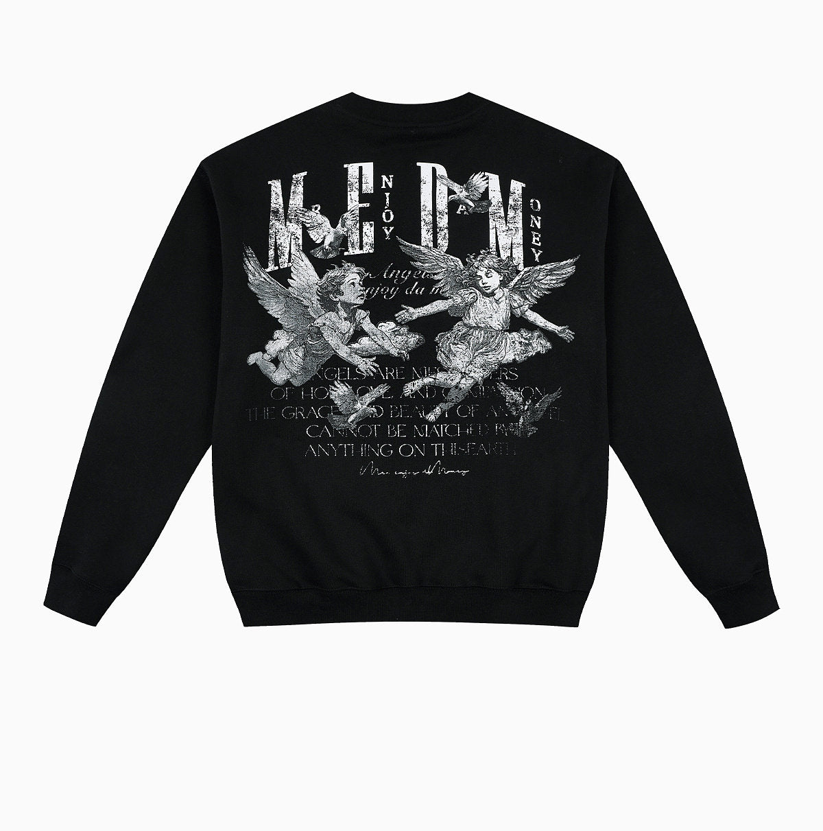 MEDM Personalized Angel Letter Print Applique Casual Crew Neck Fleece Sweatshirt American Couple Pullover Top Autumn