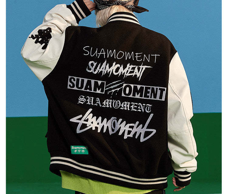 Suamoment Blood Claw Scratch Badge Slogan Baseball Uniform Autumn Couple Jacket National Hip Hop Street Top