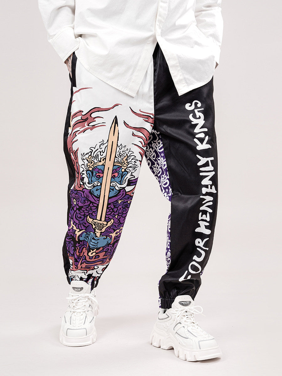 WOOKONG Growth King Color-Block Micro-Elastic Jogger Pants 2026 New Personalized Printed Long Pants Trendy