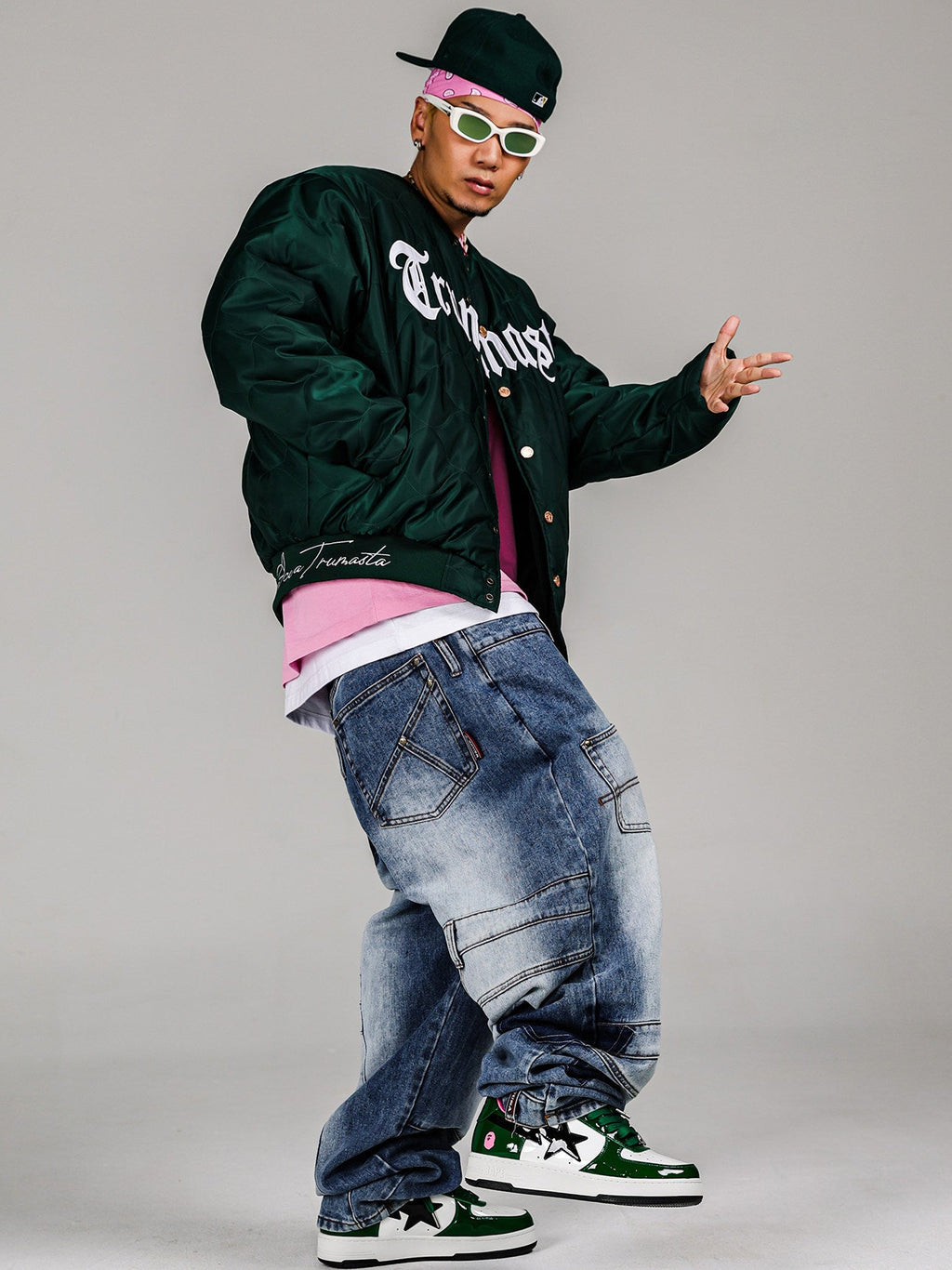 BANGER - ACUSA JEANS Dislocation Deconstruction Splicing Washed Drop Denim Pants Millennium Retro American Street Plus Size