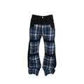 Vinkid (ladder) plaid patchwork jeans American trend niche designer national trend versatile trousers