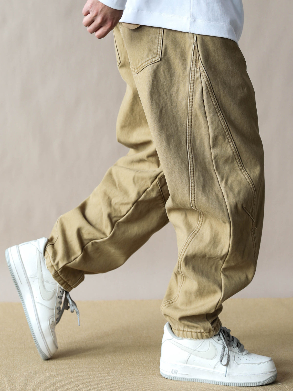Fleece-lined thickened vintage American loose straight-leg pants for men, khaki casual pants, 2026 new work pants