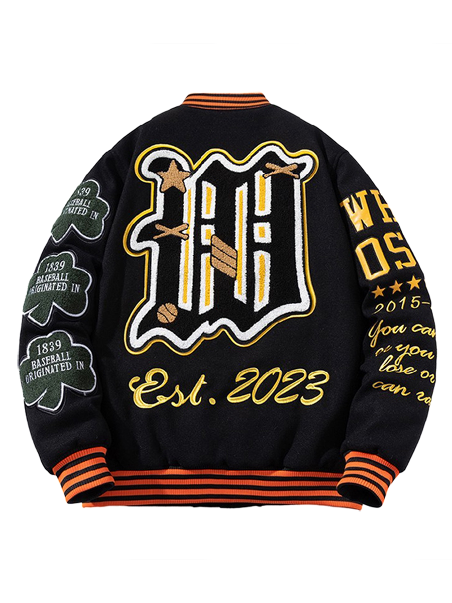 MUSONMU wool baseball jackets for men and women, American street hip-hop loose jackets for autumn and winter, thickened jackets