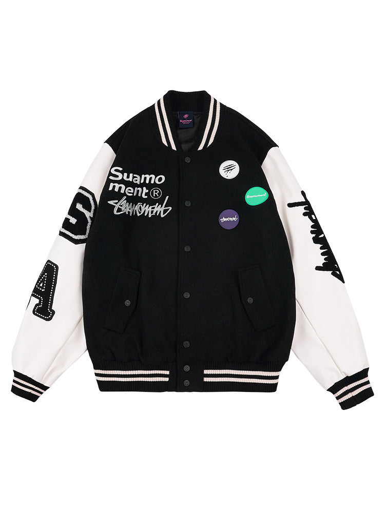 Suamoment Blood Claw Scratch Badge Slogan Baseball Uniform Autumn Couple Jacket National Hip Hop Street Top