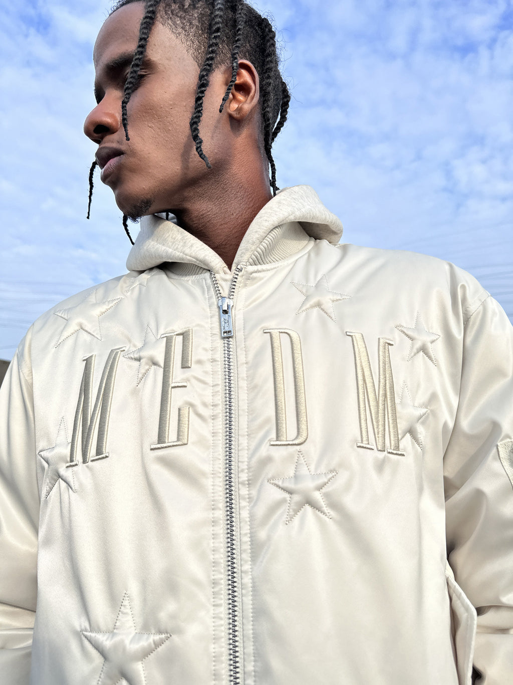 MEDM BLACK black line ultra-high down filling star nylon MA1 warm duck down jacket casual jacket trendy