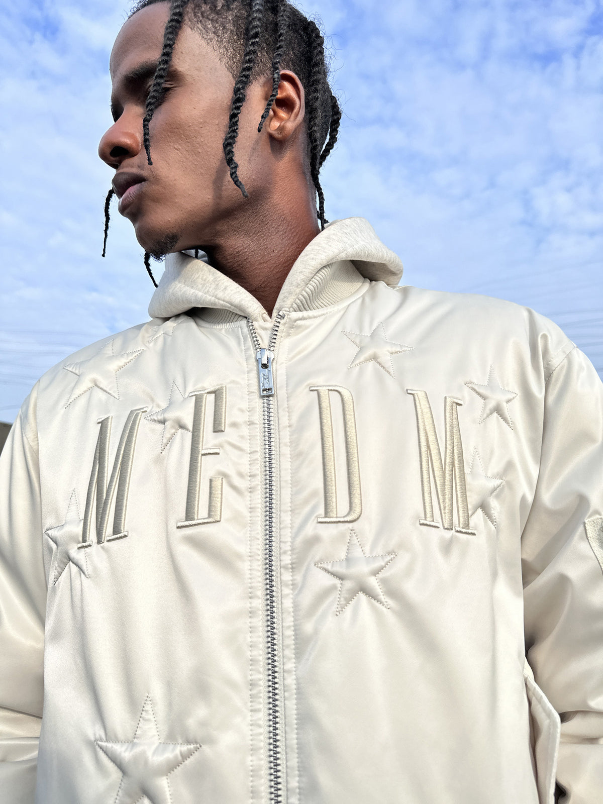 MEDM BLACK black line ultra-high down filling star nylon MA1 warm duck down jacket casual jacket trendy