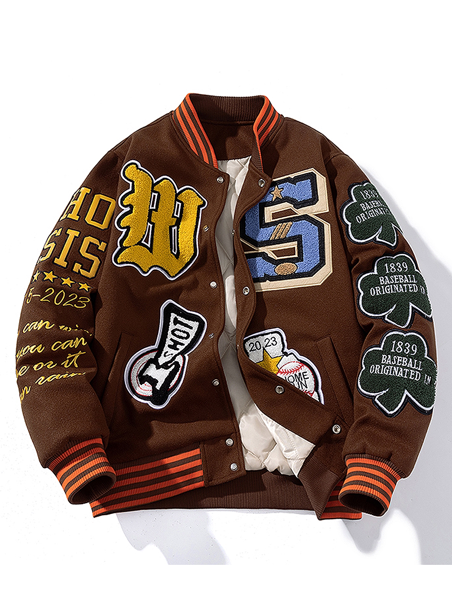 MUSONMU wool baseball jackets for men and women, American street hip-hop loose jackets for autumn and winter, thickened jackets