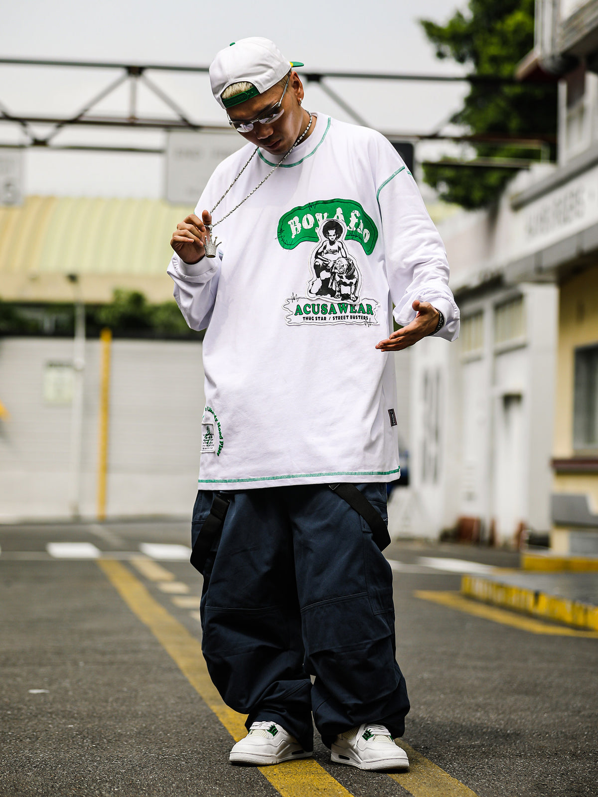 TOP BOY - Oversized Graphic Tee Round Neck Long Sleeve