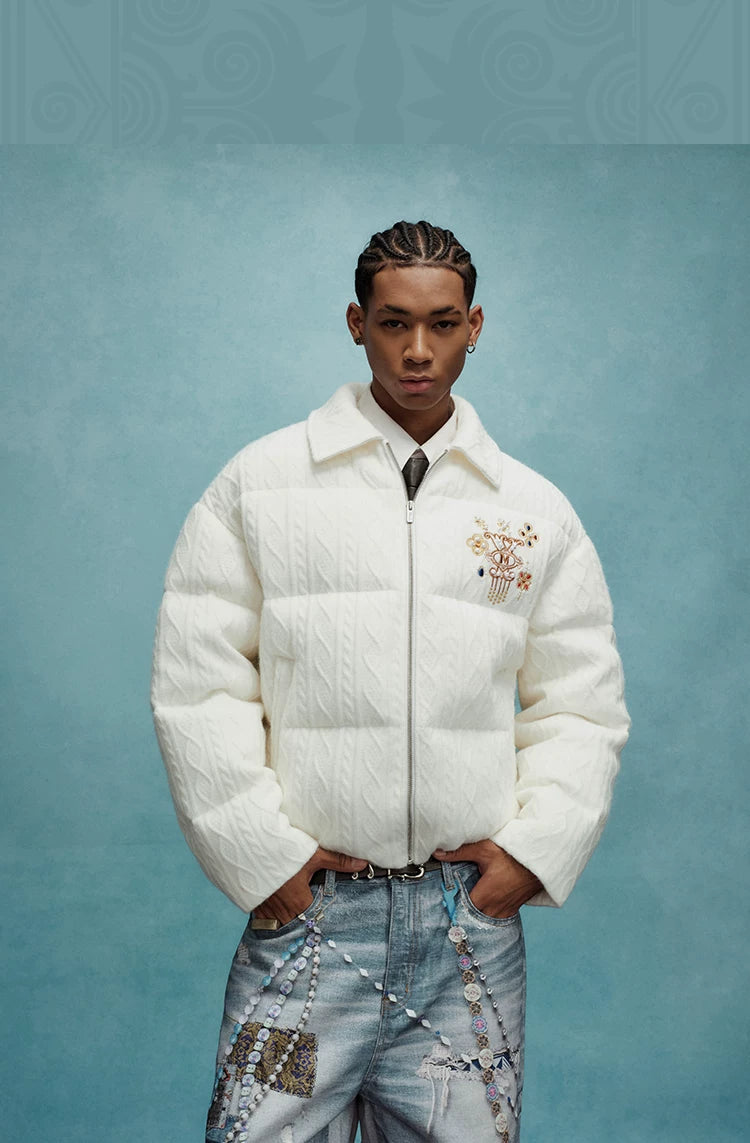 YADxMEDM co-branded [graphene cotton self-heating] vine cable cotton jacket cotton jacket thickened jacket large lapels