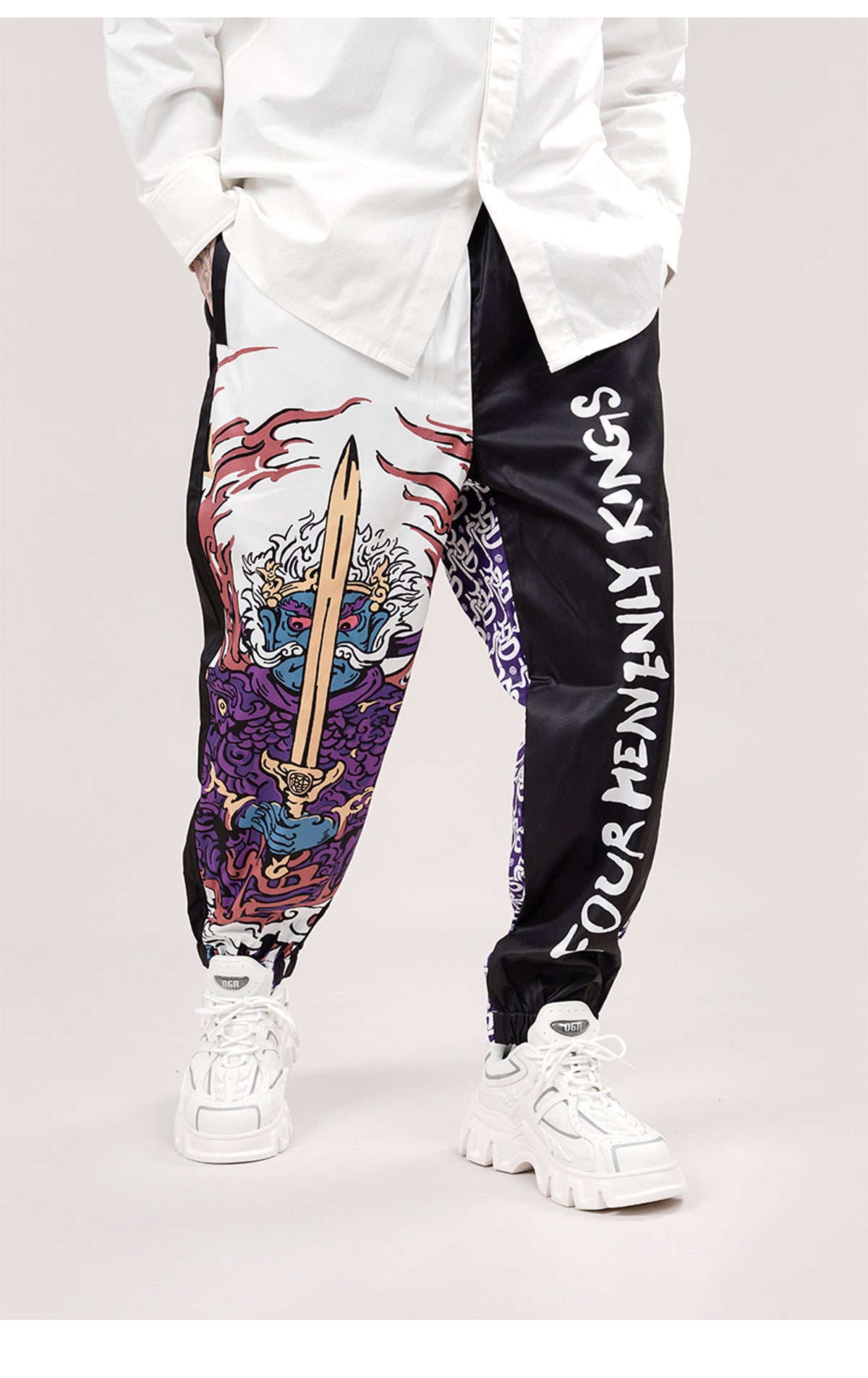 WOOKONG Growth King Color-Block Micro-Elastic Jogger Pants 2026 New Personalized Printed Long Pants Trendy