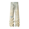 [Liu Ye's style] YADcrew retro ripped washed wide-leg jeans for men, loose and slimming high street pants