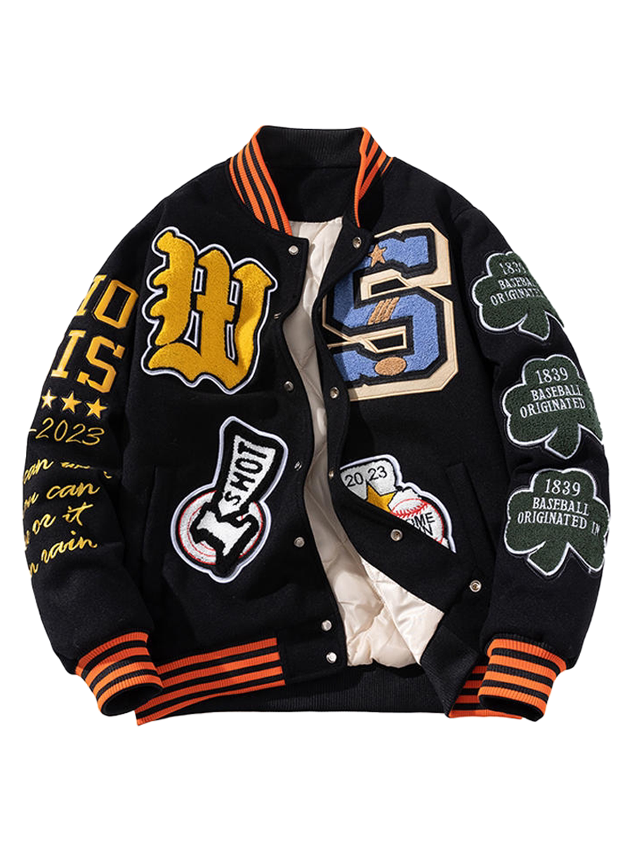 MUSONMU wool baseball jackets for men and women, American street hip-hop loose jackets for autumn and winter, thickened jackets