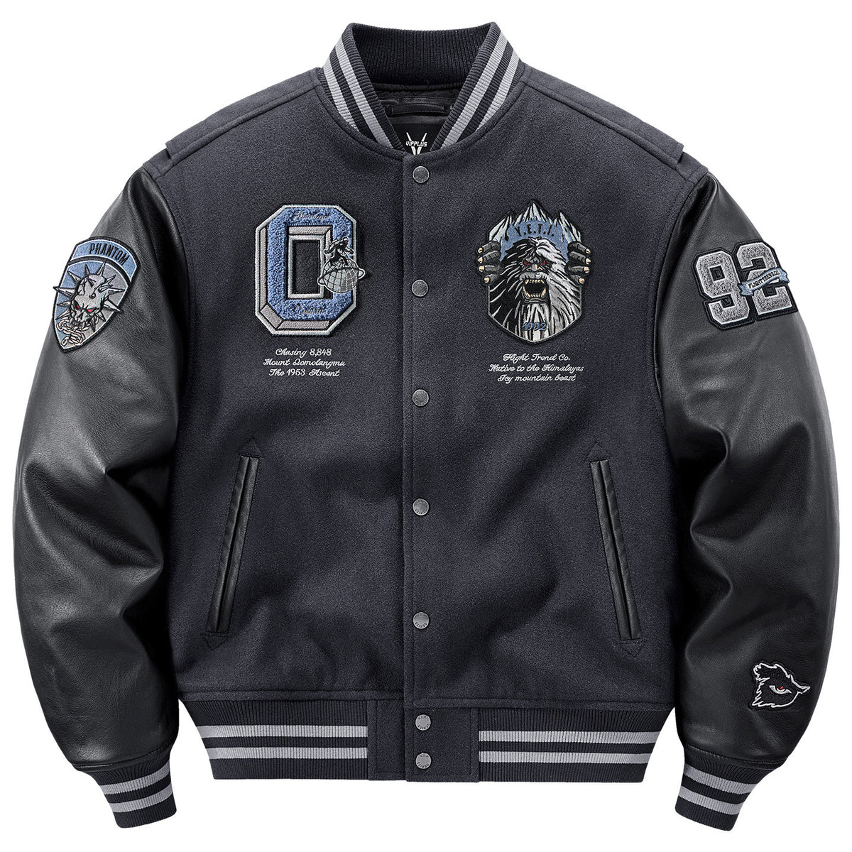 VIP American wool tweed splicing baseball uniform cotton clothes men's winter thickening snow monster embroidery warm cotton jacket trend