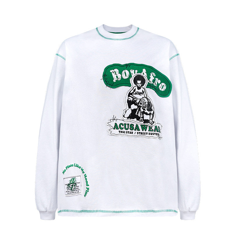 TOP BOY - Oversized Graphic Tee Round Neck Long Sleeve