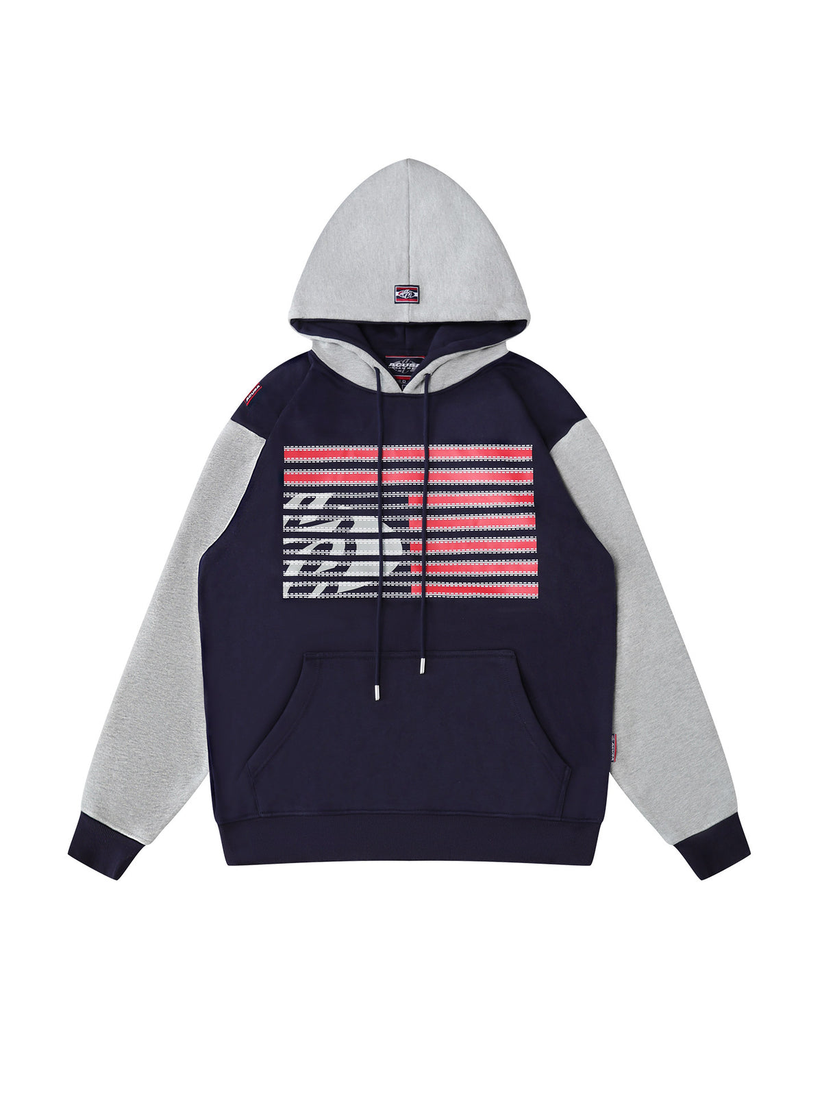 ACUSA American retro street hip hop Citi LOGO three-dimensional print color blockage heavy pullover hooded sweatshirt for men