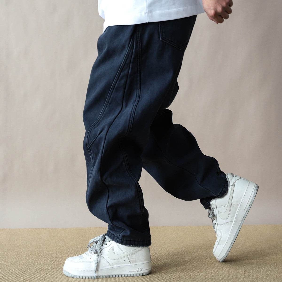 Fleece-lined thickened vintage American loose straight-leg pants for men, khaki casual pants, 2026 new work pants