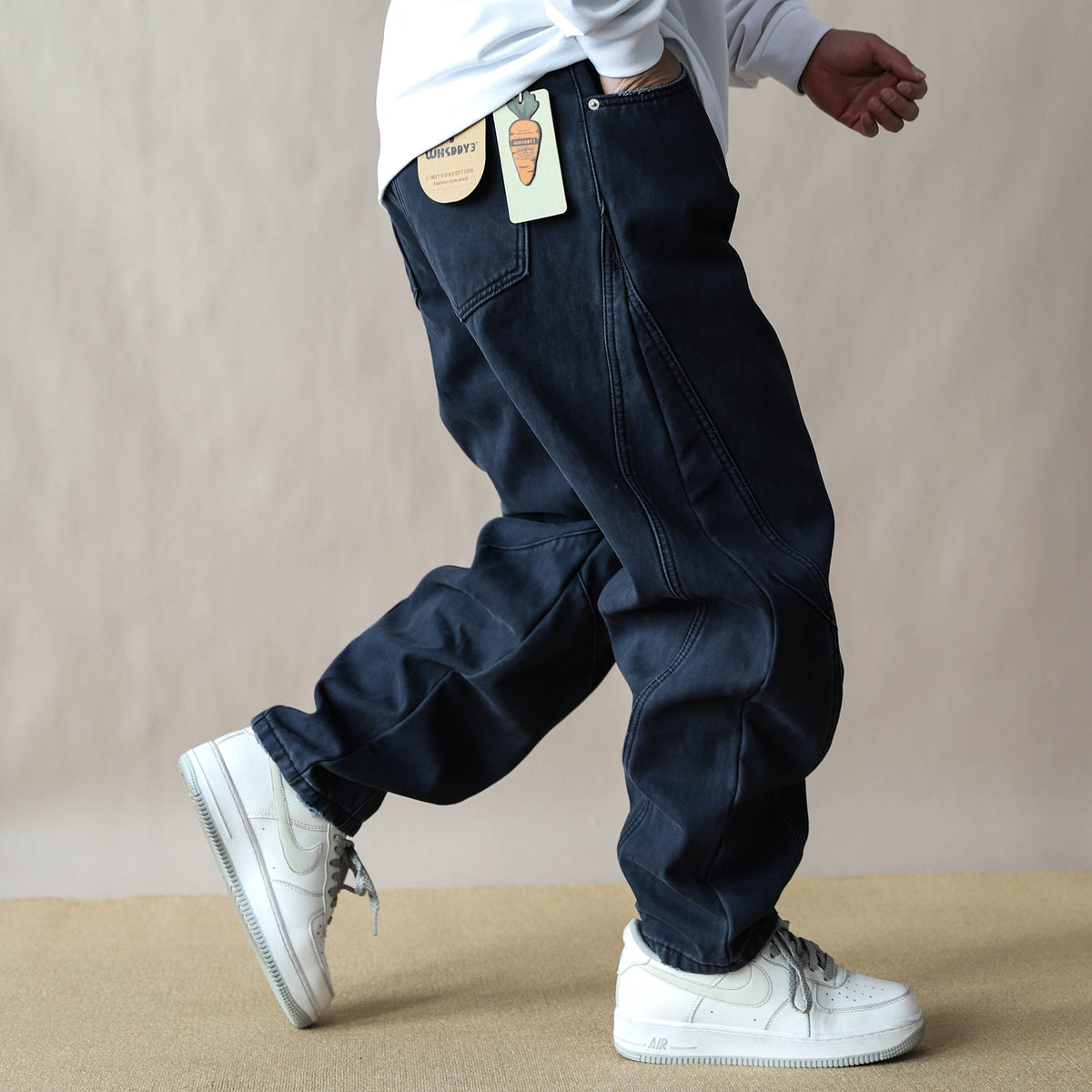 Fleece-lined thickened vintage American loose straight-leg pants for men, khaki casual pants, 2026 new work pants