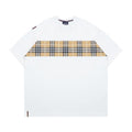 Acusa American Street Hip Hop Patchwork Checkered Small Neckline Short Sleeve