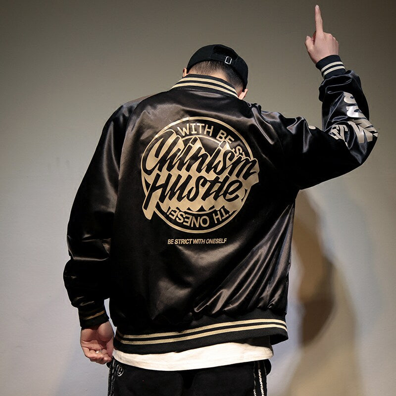 Jacket men's spring and autumn loose baseball uniforms, men's design sense, niche trendy brand trend bomber jacket, fried street ruffian