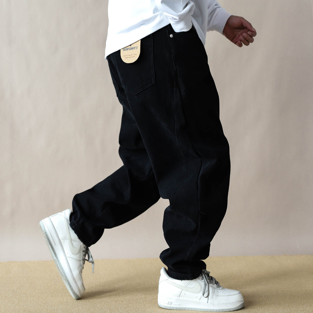 Fleece-lined thickened vintage American loose straight-leg pants for men, khaki casual pants, 2026 new work pants