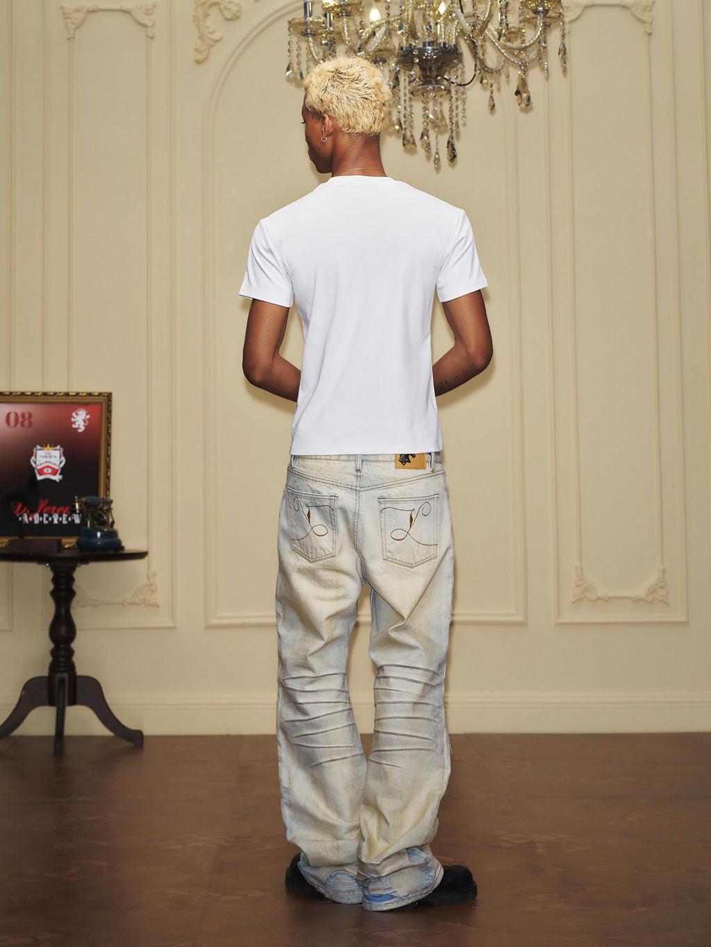 [Liu Ye's style] YADcrew retro ripped washed wide-leg jeans for men, loose and slimming high street pants