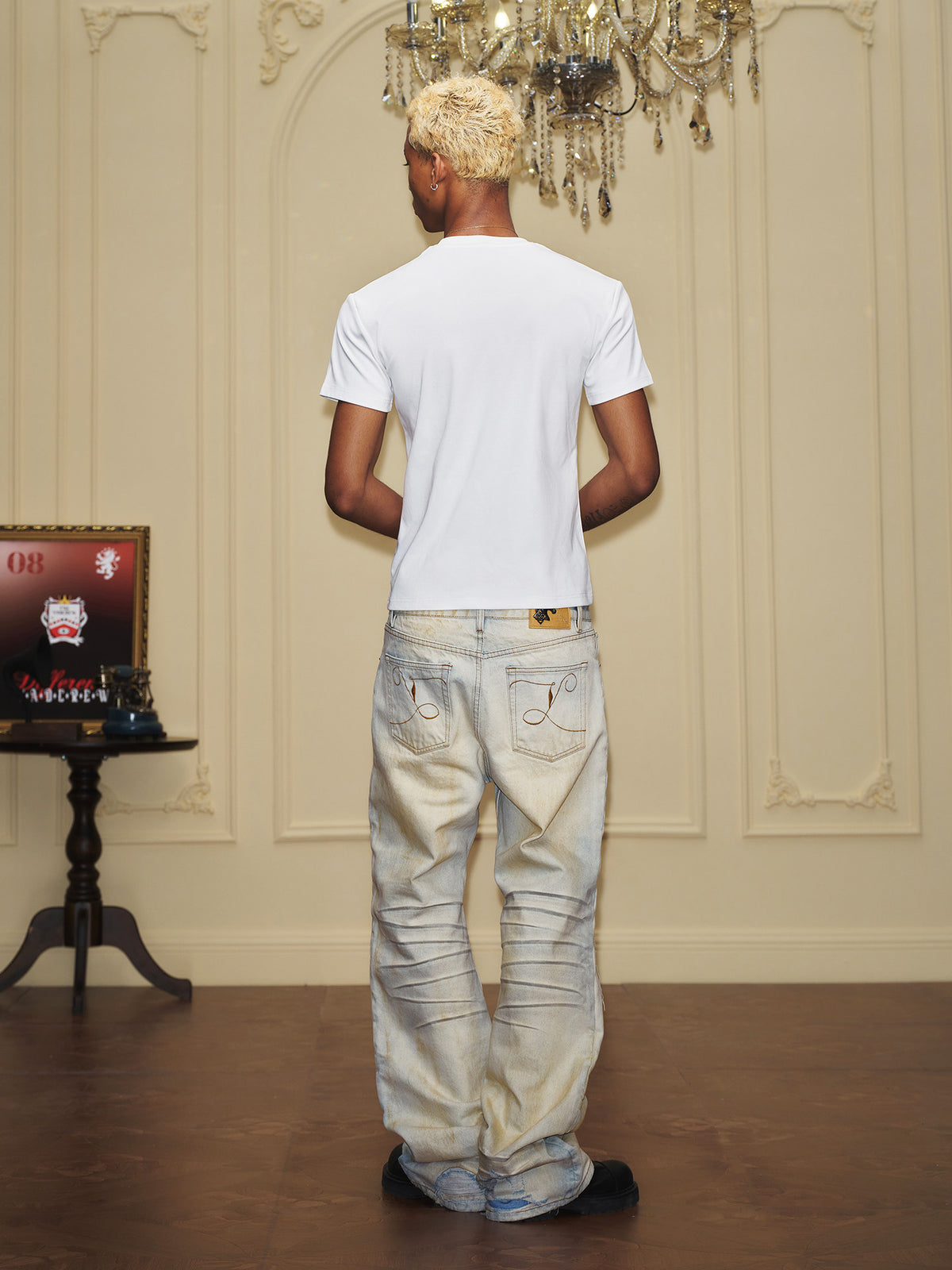 [Liu Ye's style] YADcrew retro ripped washed wide-leg jeans for men, loose and slimming high street pants