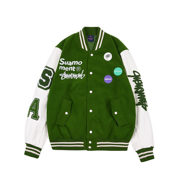 Suamoment Blood Claw Scratch Badge Slogan Baseball Uniform Autumn Couple Jacket National Hip Hop Street Top