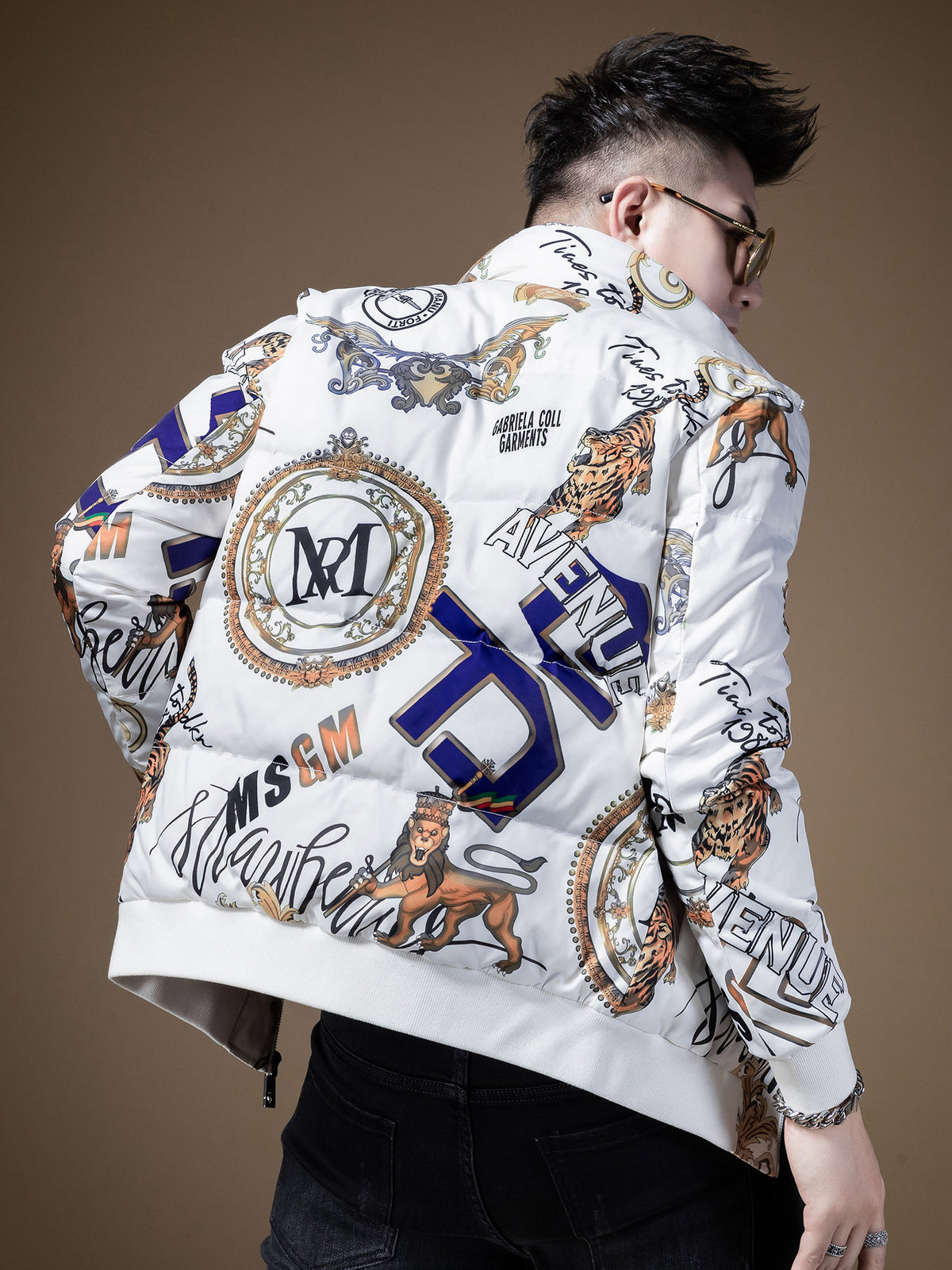 BM fashion print European station winter clothing European tide brand down jacket men's high-end thick coat men's winter warm