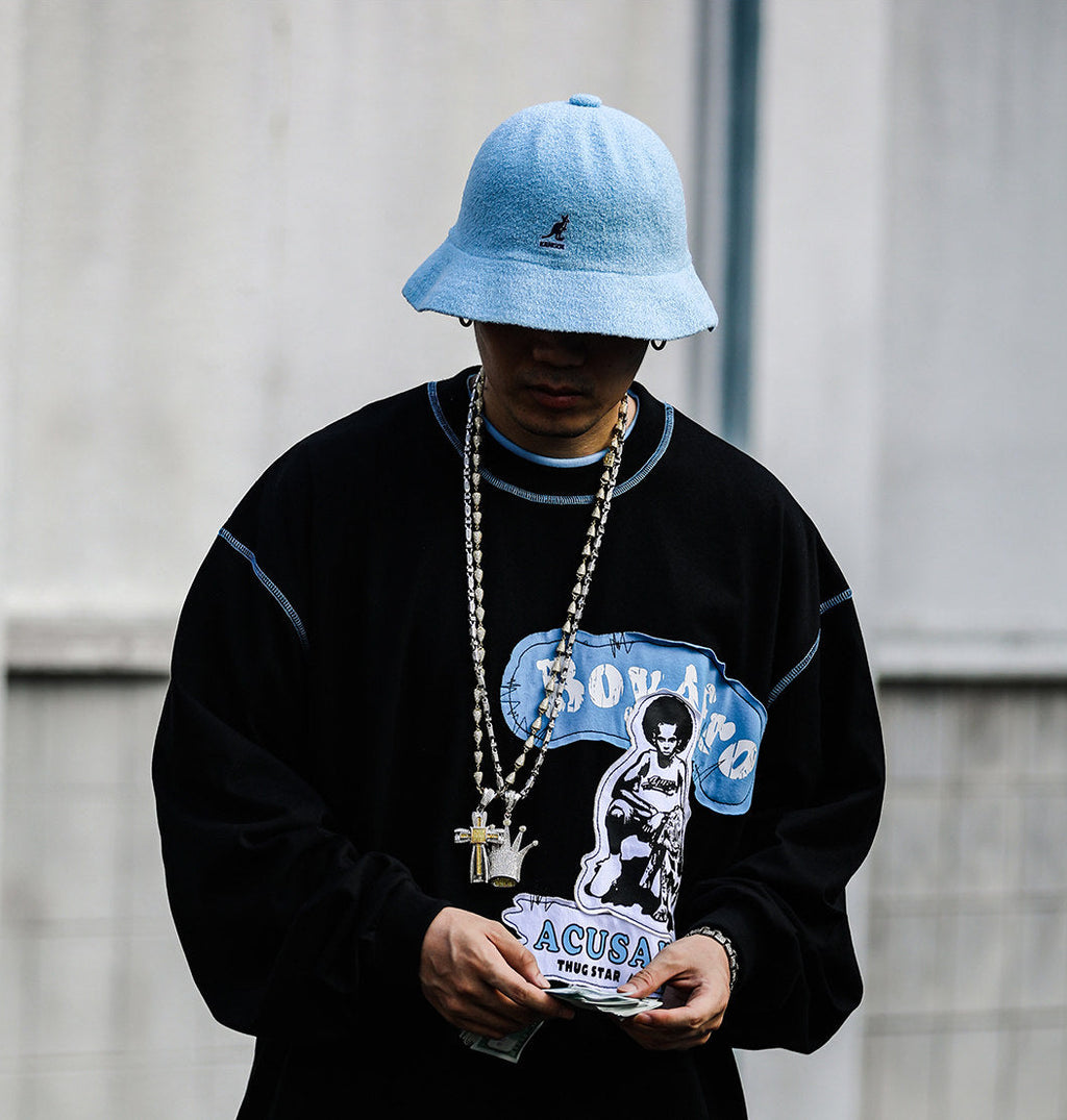 TOP BOY - Oversized Graphic Tee Round Neck Long Sleeve