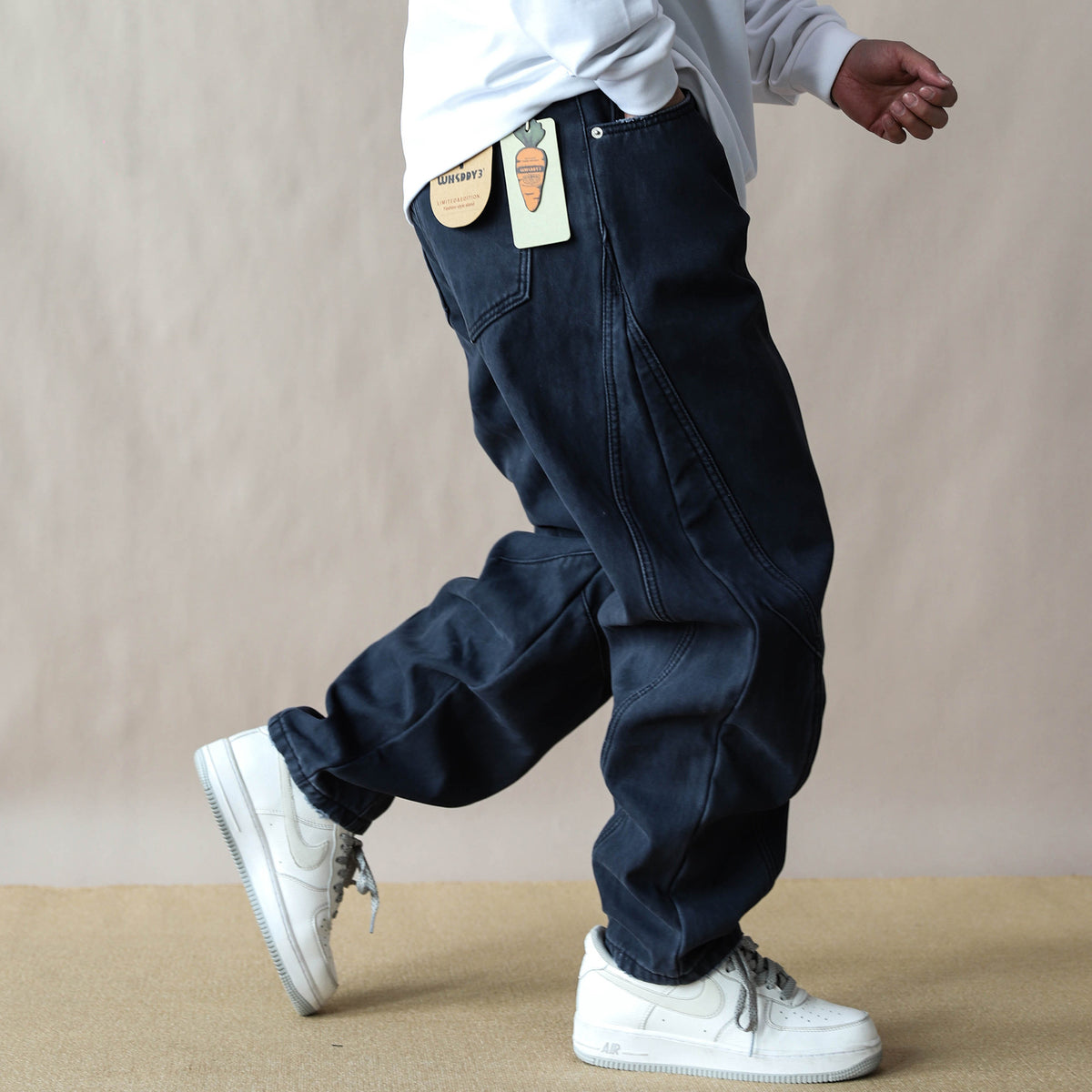 Fleece-lined thickened vintage American loose straight-leg pants for men, khaki casual pants, 2026 new work pants