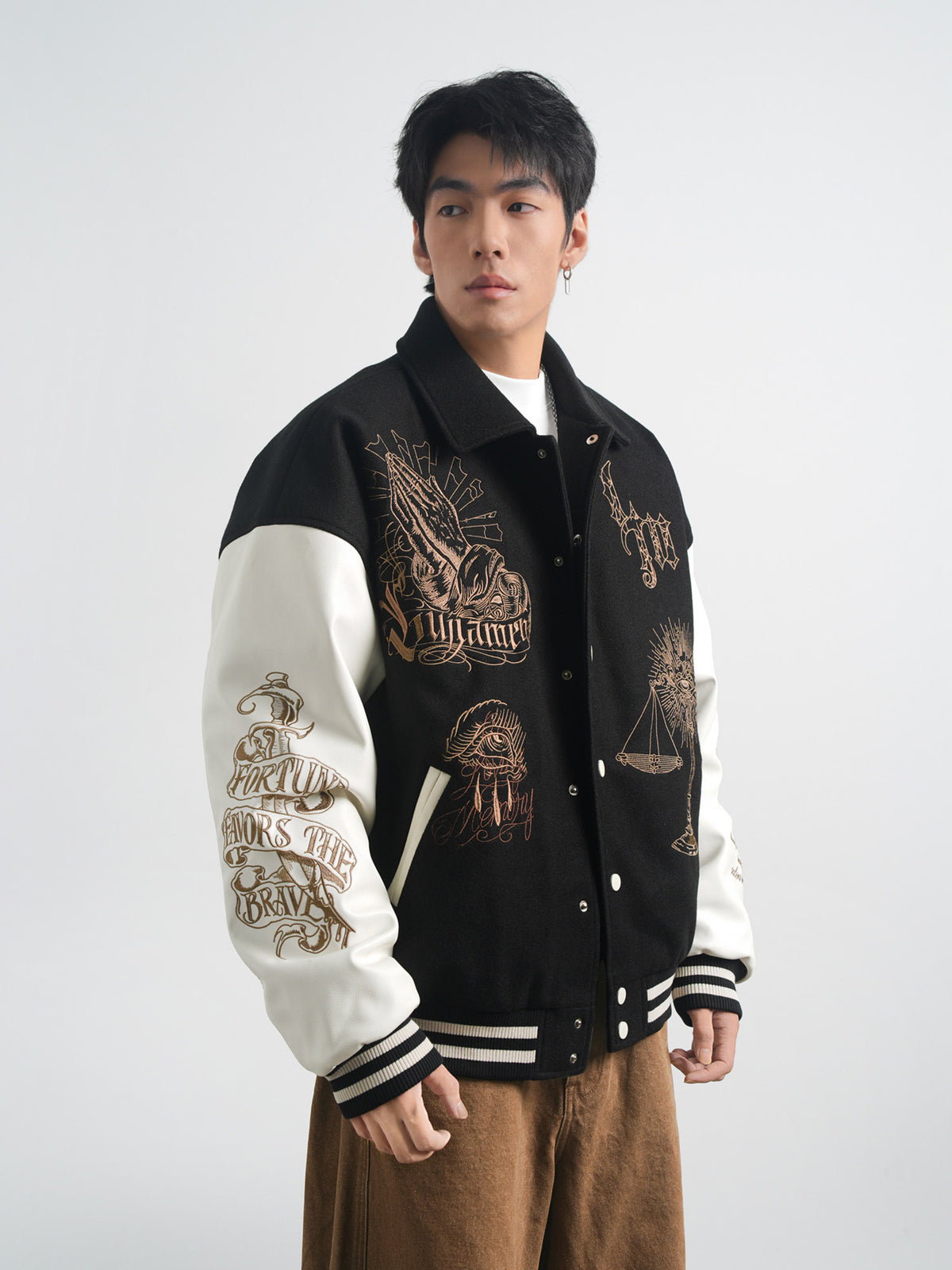 Lujiamen thickened baseball jacket for men, autumn heavy-duty sports jacket, loose plus-size warm cotton jacket, fashionable men's wear