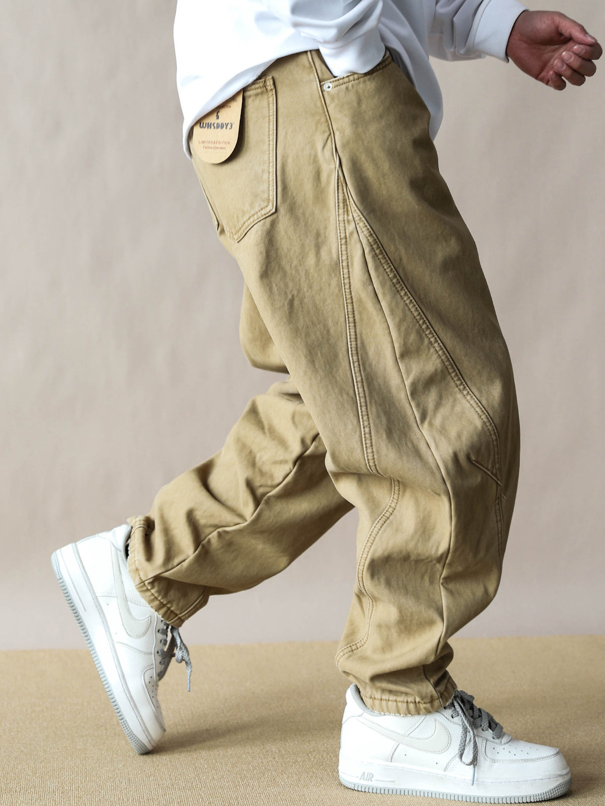 Fleece-lined thickened vintage American loose straight-leg pants for men, khaki casual pants, 2026 new work pants