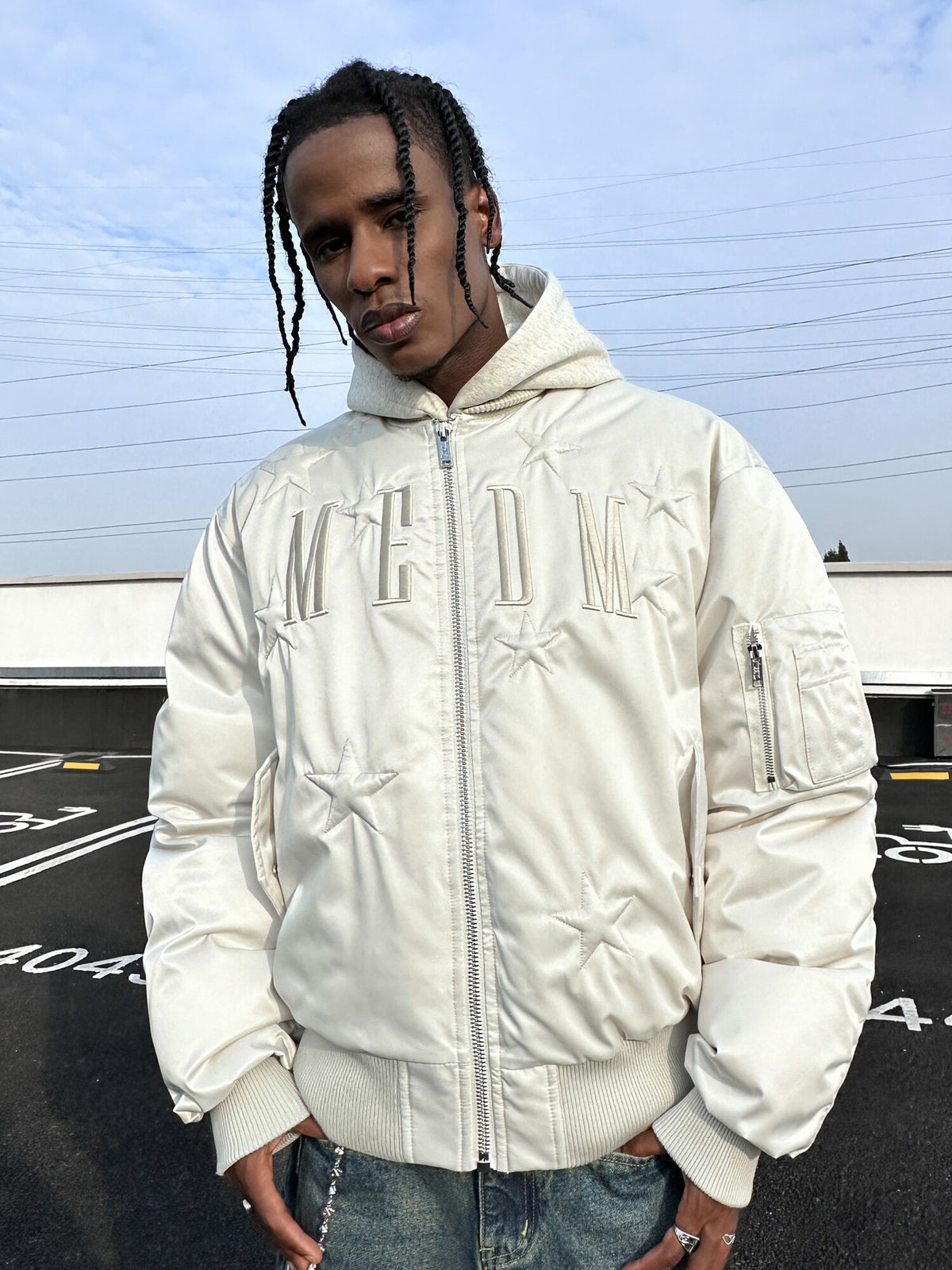 MEDM BLACK black line ultra-high down filling star nylon MA1 warm duck down jacket casual jacket trendy