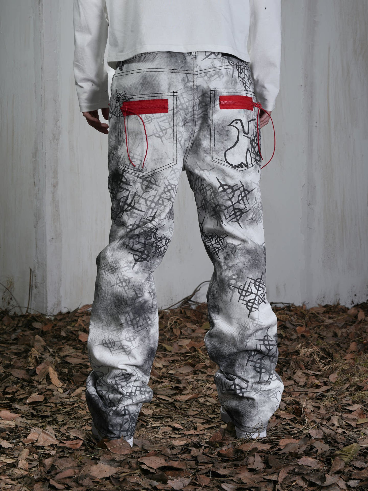 Vinkid x DETW collaboration Evil Lover jeans versatile and unique trendy niche loose pants