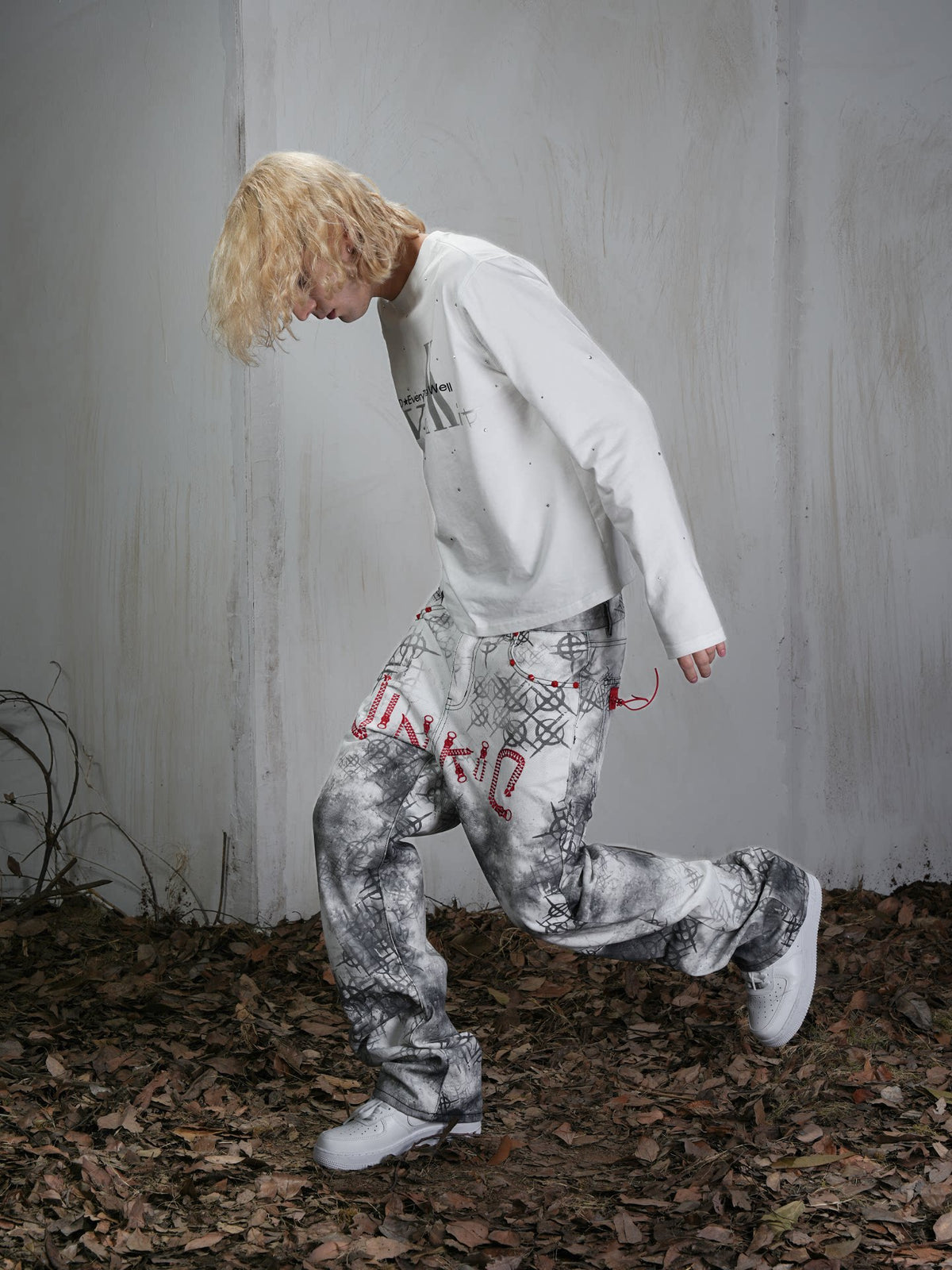 Vinkid x DETW collaboration Evil Lover jeans versatile and unique trendy niche loose pants