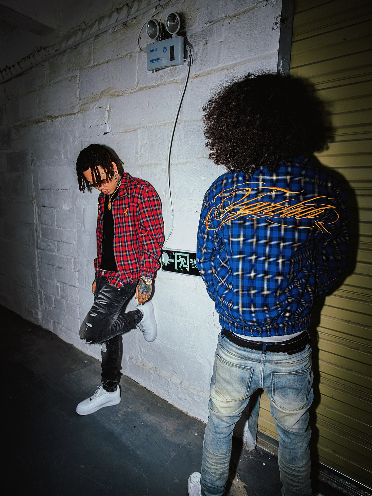 TGFCLUB American Street Hip Hop Vintage Plaid Embroidered Short Slim Jacket Jacket