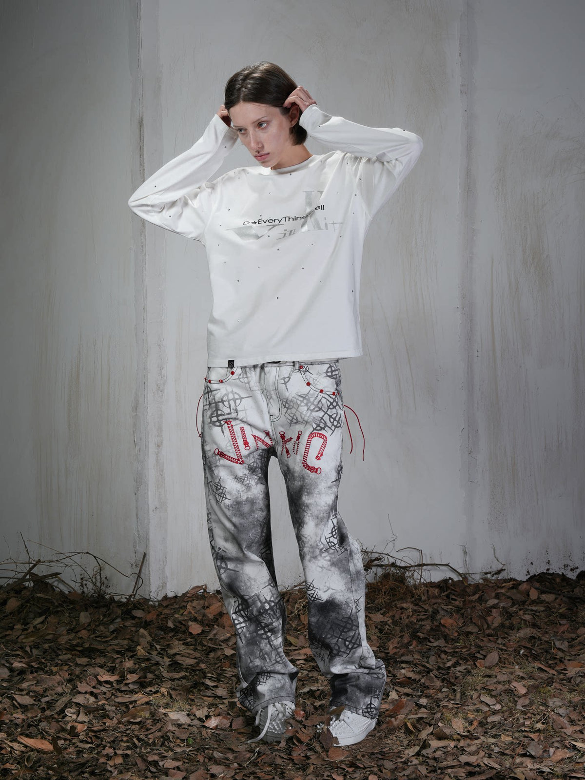 Vinkid x DETW collaboration Evil Lover jeans versatile and unique trendy niche loose pants