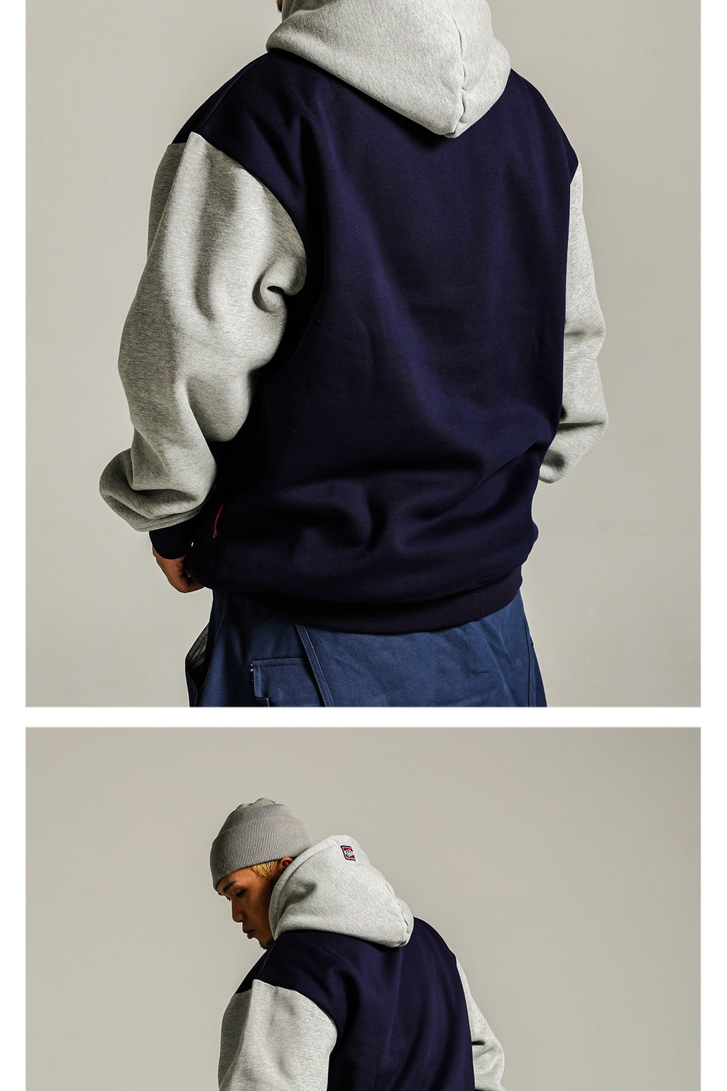 ACUSA American retro street hip hop Citi LOGO three-dimensional print color blockage heavy pullover hooded sweatshirt for men