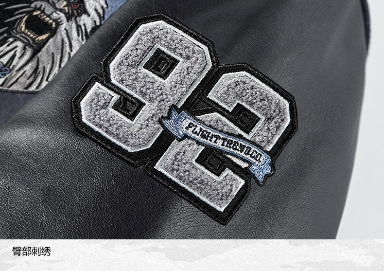 VIP American wool tweed splicing baseball uniform cotton clothes men's winter thickening snow monster embroidery warm cotton jacket trend