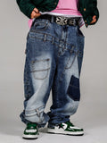 BANGER - ACUSA JEANS Dislocation Deconstruction Splicing Washed Drop Denim Pants Millennium Retro American Street Plus Size
