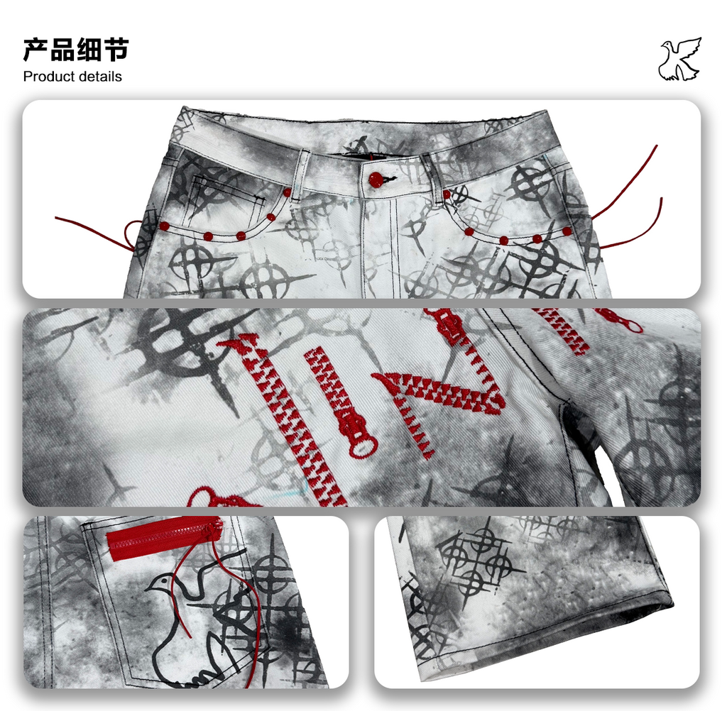 Vinkid x DETW collaboration Evil Lover jeans versatile and unique trendy niche loose pants