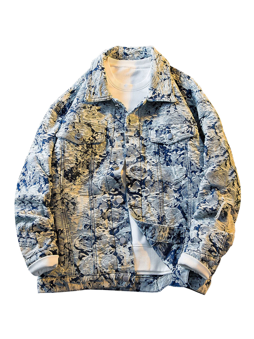 MUSONMU Embroidered Denim Jacket for Men, Spring/Autumn New Trendy Brand Loose Casual Trendy Denim Shirt Jacket for Men