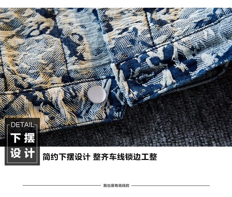 MUSONMU Embroidered Denim Jacket for Men, Spring/Autumn New Trendy Brand Loose Casual Trendy Denim Shirt Jacket for Men