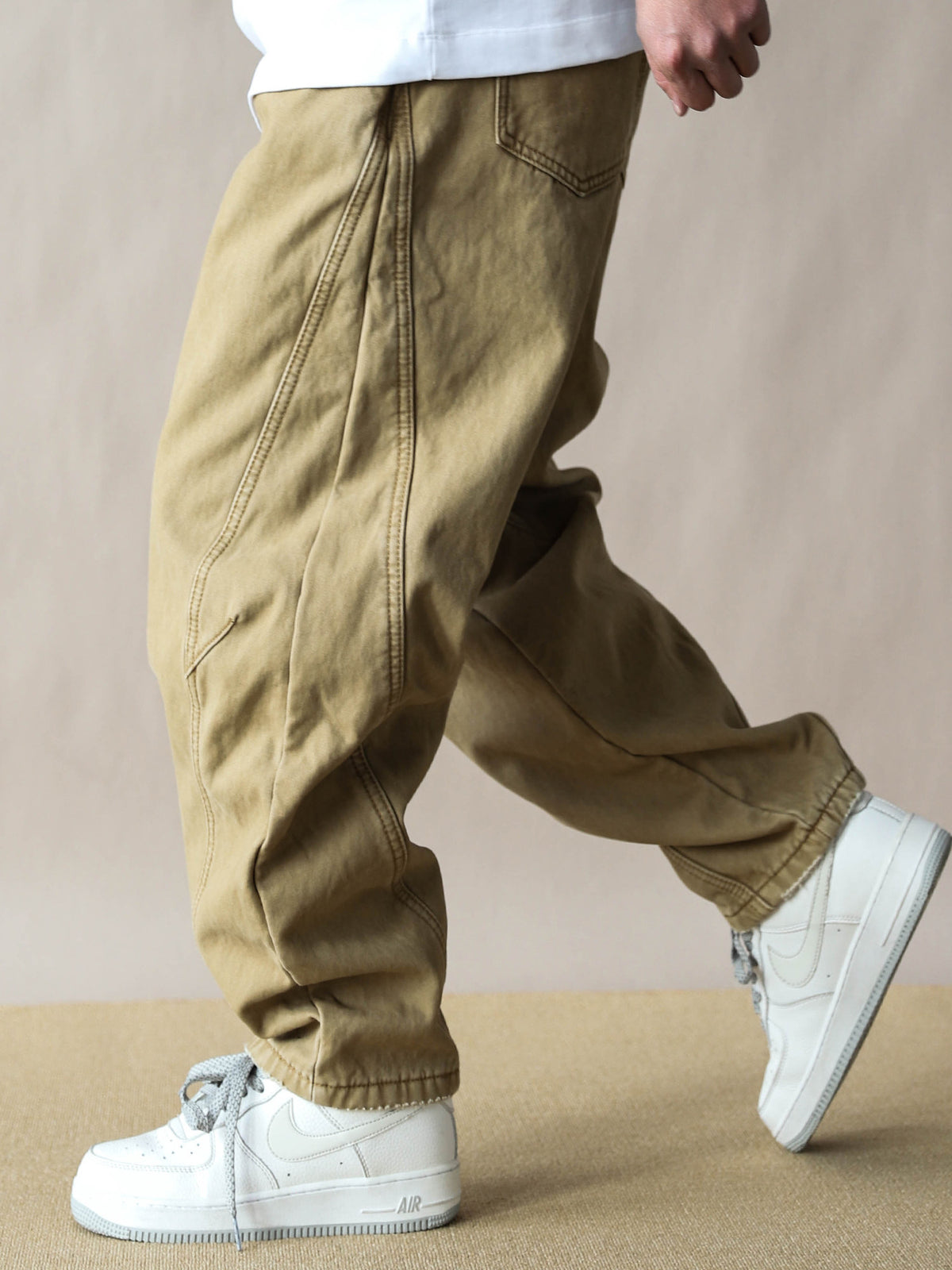 Fleece-lined thickened vintage American loose straight-leg pants for men, khaki casual pants, 2026 new work pants