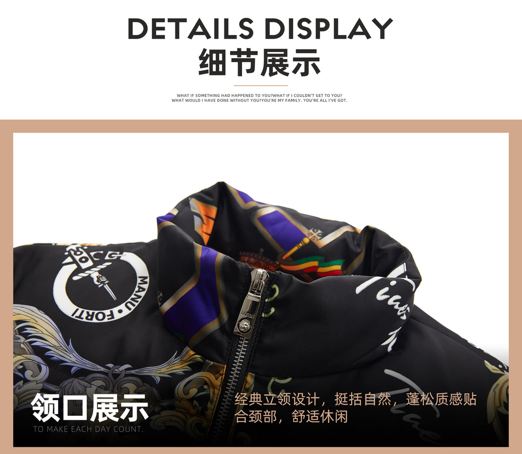 BM fashion print European station winter clothing European tide brand down jacket men's high-end thick coat men's winter warm