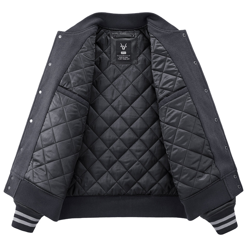 VIP American wool tweed splicing baseball uniform cotton clothes men's winter thickening snow monster embroidery warm cotton jacket trend
