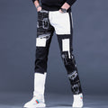 2025 Autumn New Jeans Men's Loose Straight Korean Trend European and American Trendy Brand Splicing Patch Pants for Men